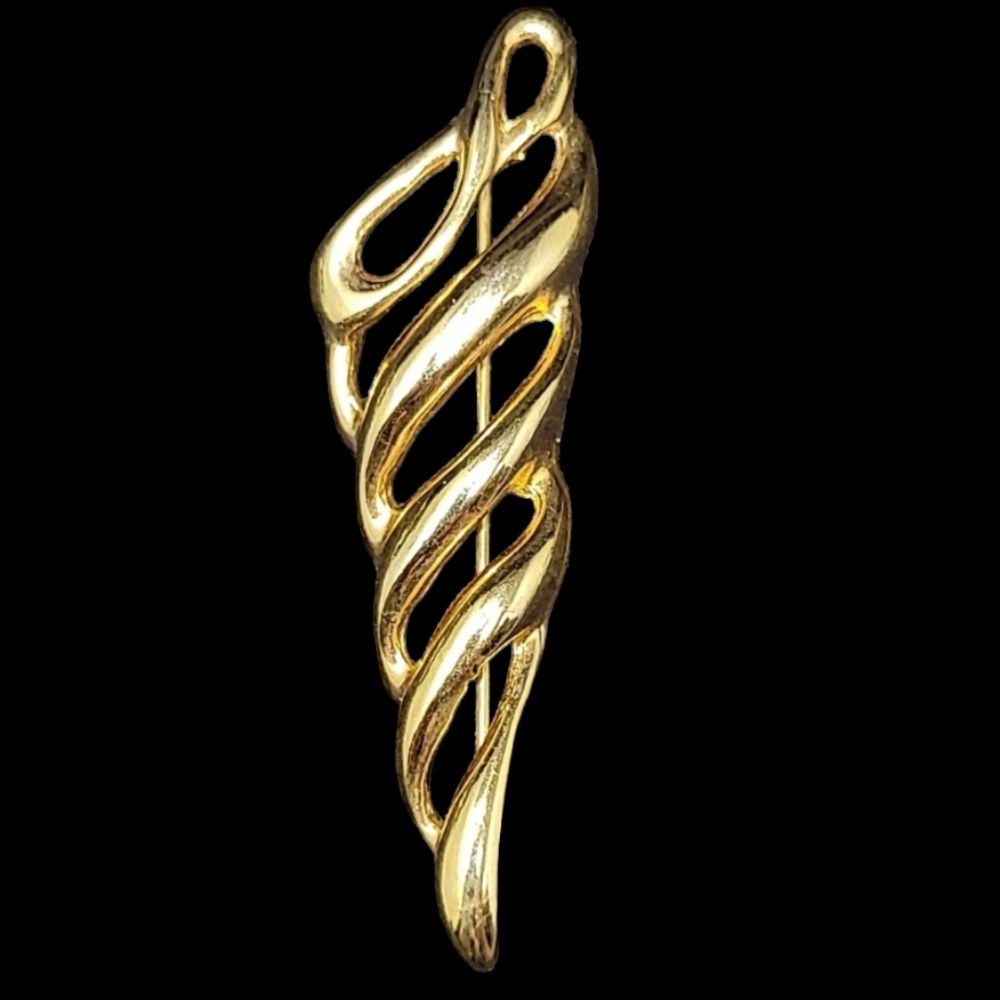 GOLD TONE SWIRL BROOCH
